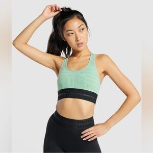 Gymshark Green and Black Racerback Bra